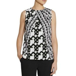 Peter Pilotto for target black, white, green, and grey sleeveless blouse